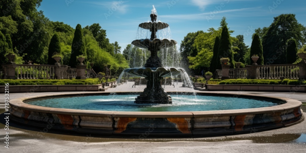 fountain in the city park Generative AI
