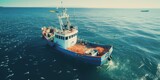 catching seafood in the ocean on boats Generative AI