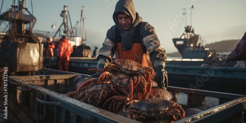 catching seafood in the ocean on boats Generative AI