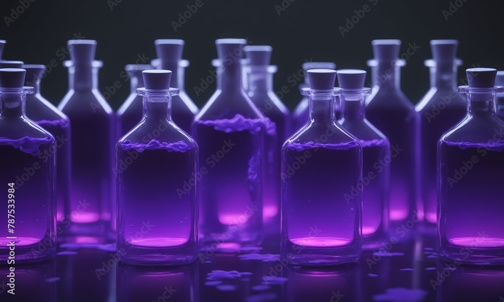 Laboratory glassware with purple liquid. Chemical laboratory research and development concept. Laboratory glassware with purple liquid. Chemical laboratory research and development concept.