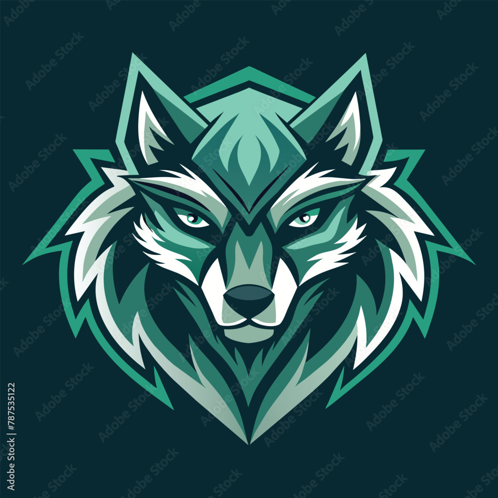 A luxurious abstract wolf head on a dark backdrop, Abstract luxury wolf head vector monogram logo design A luxurious abstract wolf head on a dark backdrop, Abstract luxury wolf head vector monogram logo design