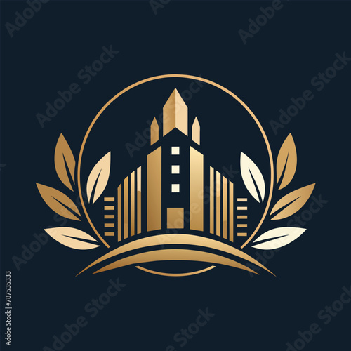 A modern logo design in gold with a building at its center, A sleek and clean logo inspired by the world of legal consultancy