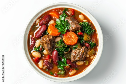 Hearty Bean Stew with Beef and Garden Vegetables