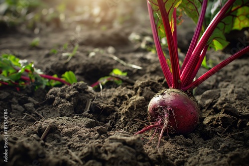Harvesting a beet in the earth, fresh beet harvesting, harvesting background, beet harvesting, healthy vegetable harvesting, beet root on the farm, beet farm closeup photo