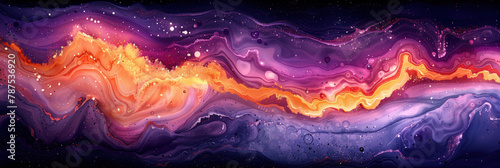 Space tones in purples and oranges. Banner with marble tints of black, purple, orange.