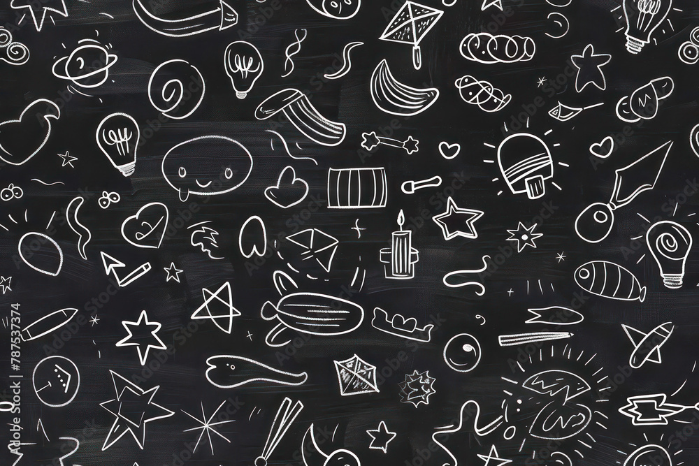 Blackboard doodles Seamless Pattern, Generative AI Blackboard doodles Seamless Pattern, Generative AI