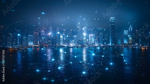 Urban Pulse: A Connected Cityscape at Night. Concept Cityscape Photography, Night Scenes, Urban Landscapes, Connected City Life, Vibrant Lights