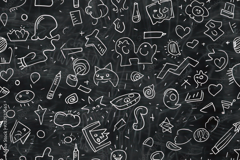 Blackboard doodles Seamless Pattern, Generative AI Blackboard doodles Seamless Pattern, Generative AI
