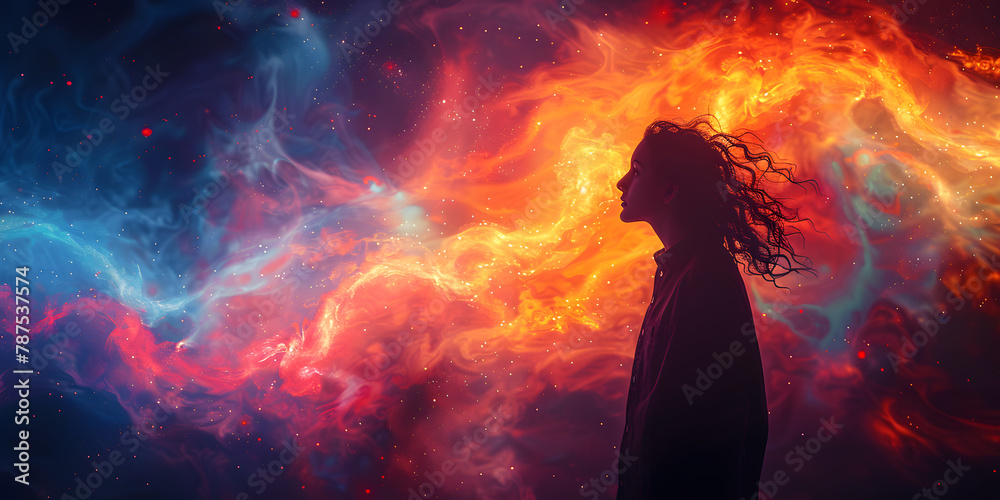 A Human's Inner Journey Through Swirling Psychedelic Colours and Astral Waves A Human's Inner Journey Through Swirling Psychedelic Colours and Astral Waves