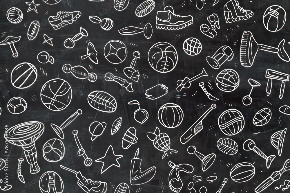 Blackboard doodles Seamless Pattern, Generative AI