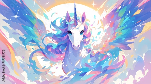 Beautiful unicorn, pastel colors, white background © Photo And Art Panda