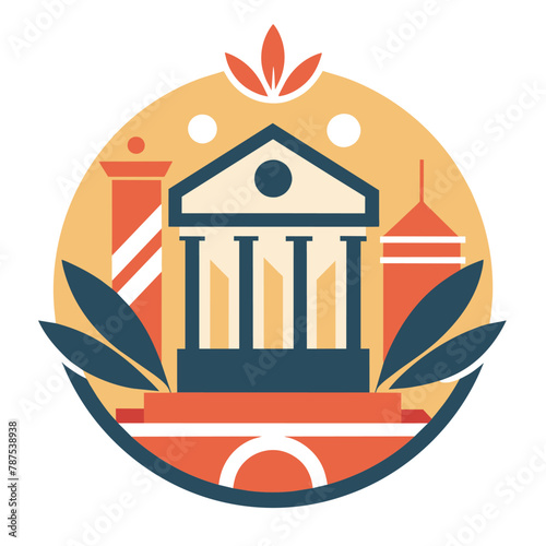 Building Featuring Tree in Central Atrium, A minimalist logo with a subtle nod to art history, using timeless design elements