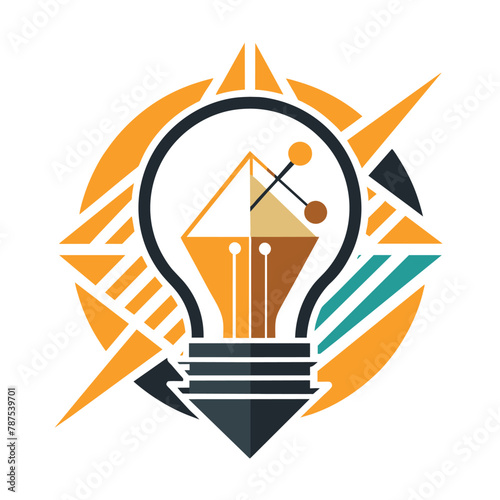 A light bulb containing a pencil inside, symbolizing creativity and innovation in a simple yet intriguing design, An abstract design representing innovation and creativity in the tech industry
