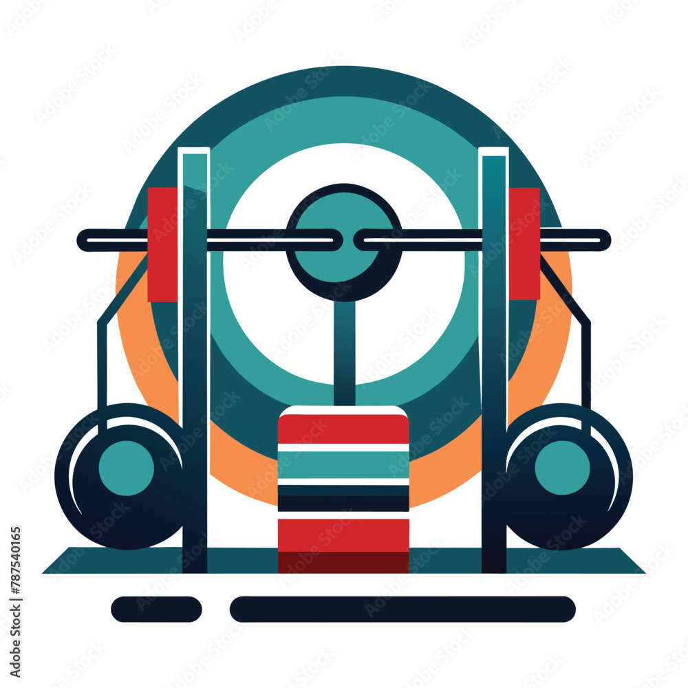 A machine with wheels moves forward, with a circular object in the background, An artistic representation of gym equipment in a simplistic and modern style A machine with wheels moves forward, with a circular object in the background, An artistic representation of gym equipment in a simplistic and modern style