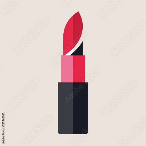 A red lipstick tube featuring a sleek black tip, showcasing a striking minimalist design, An elegant, minimalist design inspired by the shape of a lipstick tube