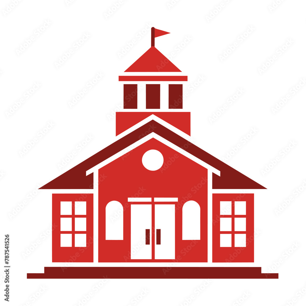 A red building with a flag on top, showcasing a traditional yet modern architectural design, A sleek and modern representation of a traditional schoolhouse A red building with a flag on top, showcasing a traditional yet modern architectural design, A sleek and modern representation of a traditional schoolhouse