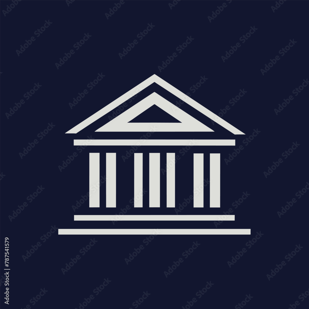 White icon representing a building on a black background, A sleek and understated design for a virtual learning environment White icon representing a building on a black background, A sleek and understated design for a virtual learning environment