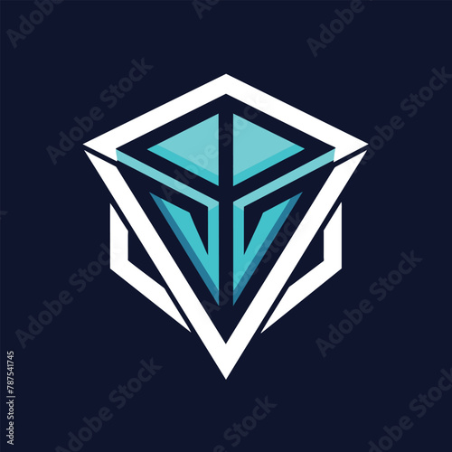 A modern geometric logo featuring blue and white diamond shapes against a black background, A sleek, geometric design inspired by the latest advancements in artificial intelligence