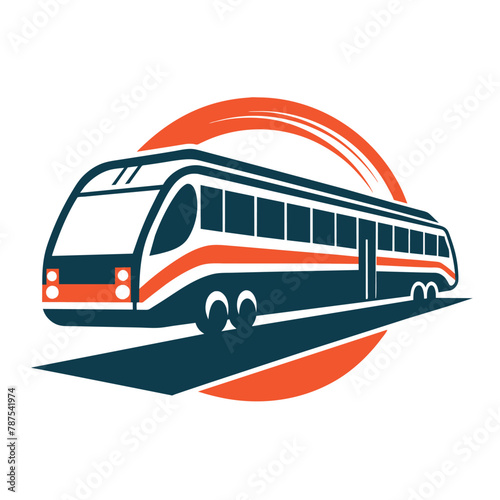 A public transit bus navigating through a bustling city street, A sleek, modern representation of public transport, minimalist simple modern vector logo design