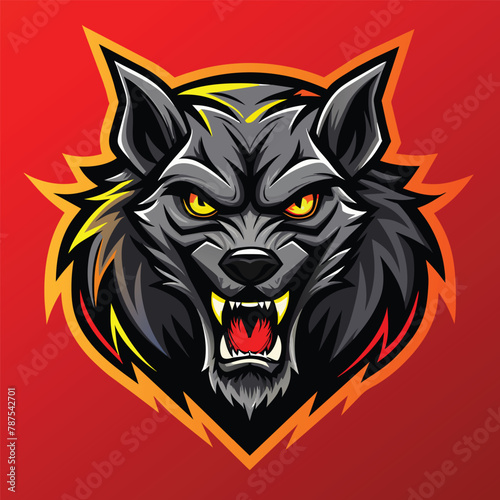 Bold werewolf logo on impactful red background, Bold Werewolf Logo, Impactful Vector