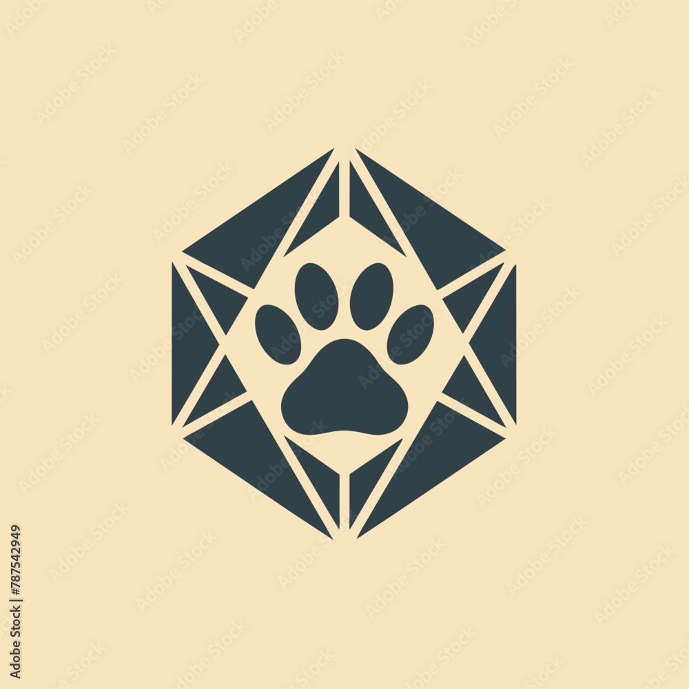 A dogs paw is shaped in a clean pentagon pattern, showcasing a unique geometric design, Clean, geometric design incorporating a paw print element A dogs paw is shaped in a clean pentagon pattern, showcasing a unique geometric design, Clean, geometric design incorporating a paw print element