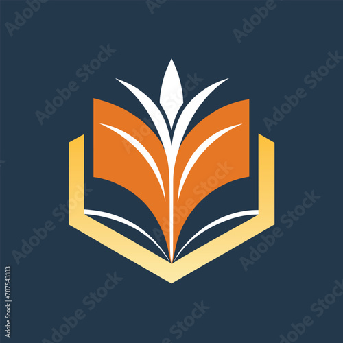 An open book with a leaf resting on top, symbolizing nature and learning, Conceptualize a clean and stylish emblem for a book publisher