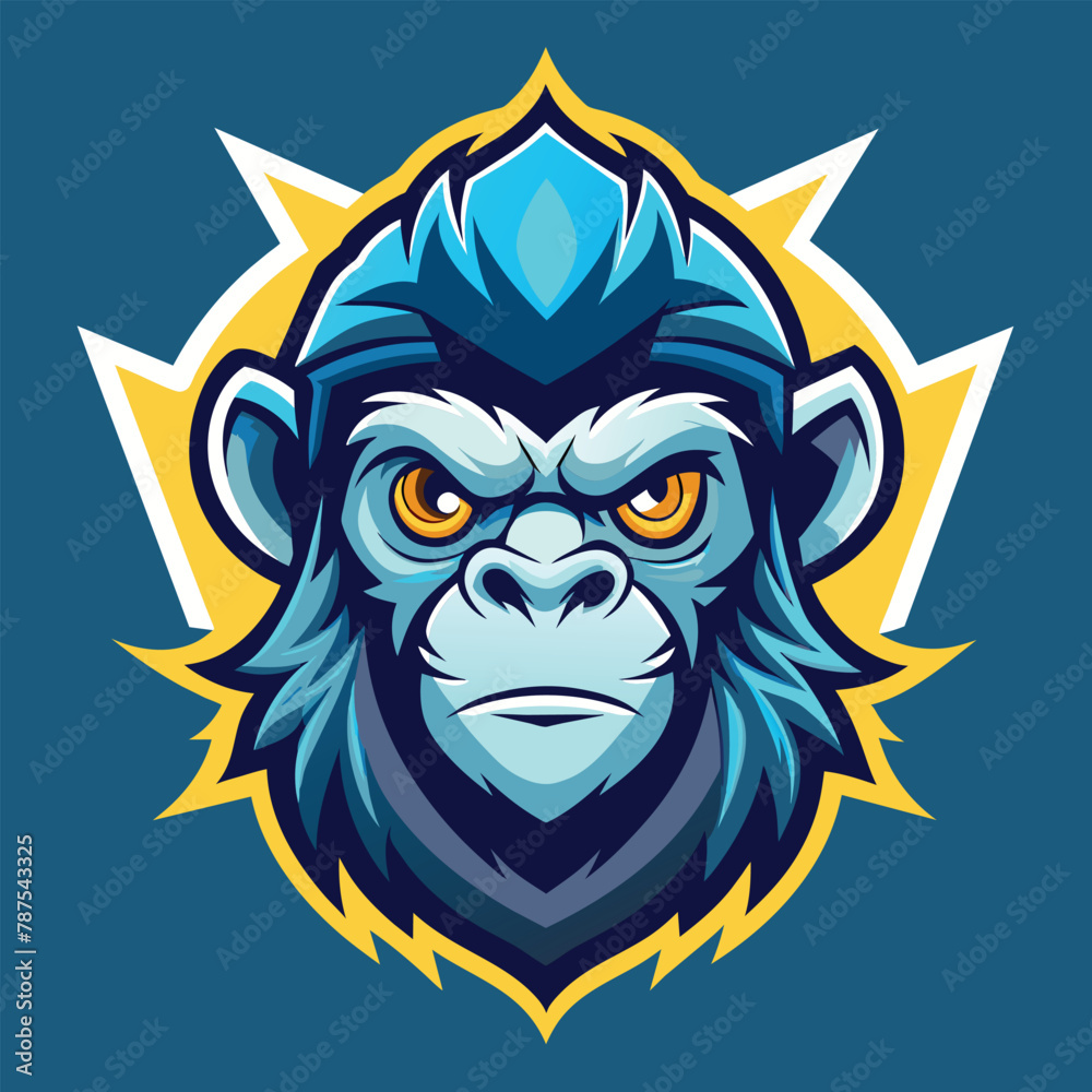 A monkey with a crown on its head, cool monkey logo design vector illustrator