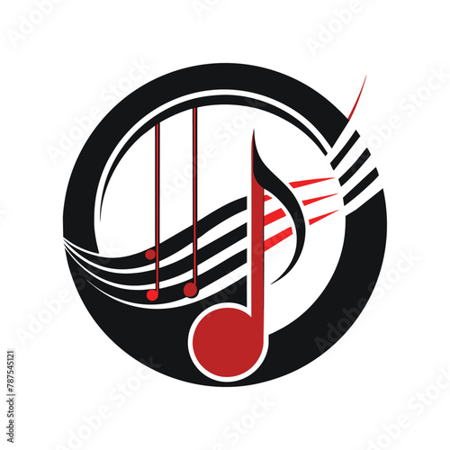 A creative music logo design featuring a music note with smaller musical notes inside, set within a minimalist circle, creative music logo designs with minimalist circle designs concept