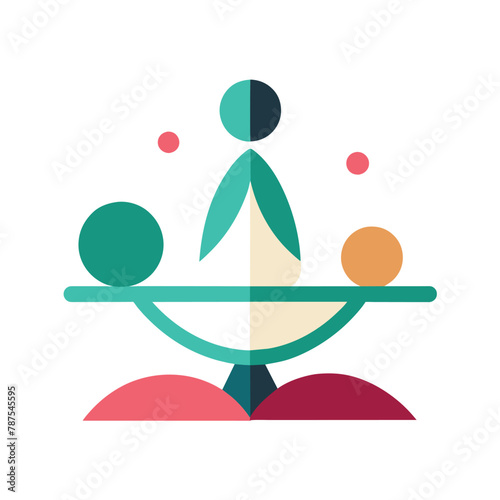 A person standing on a plate, showcasing balance and stability, Design a simple logo that conveys the idea of communication