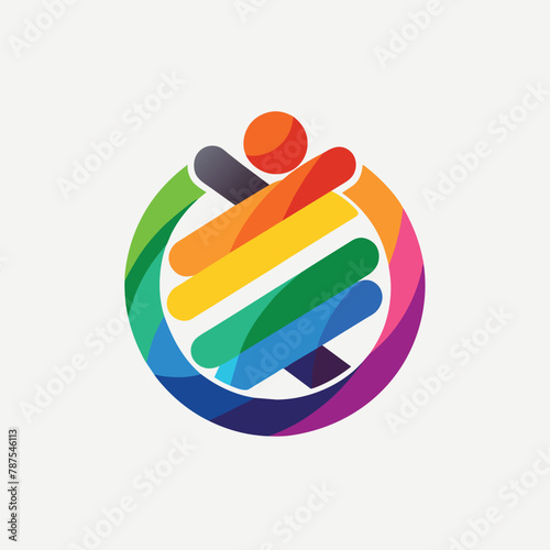 A colorful logo featuring bold shapes and bright hues for a nonprofit organization, Design a simple logo for a nonprofit organization advocating for LGBTQ+ rights and inclusion