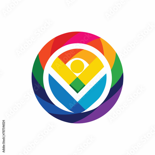 A vibrant circle featuring a single letter at its center, designed as a logo for a nonprofit organization, Design a simple logo for a nonprofit organization advocating for LGBTQ+ rights and inclusion
