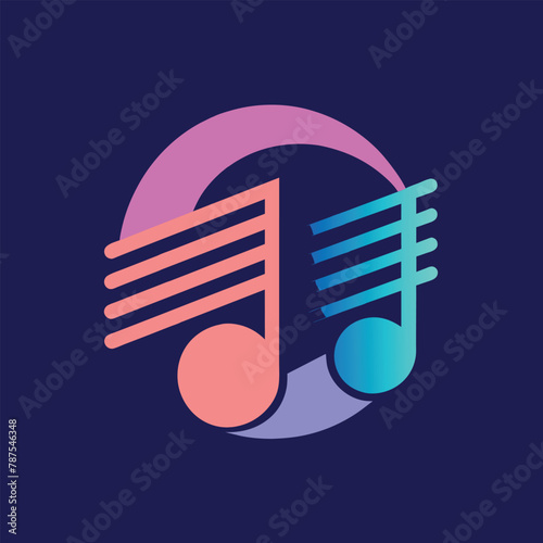 A music note with a smaller musical note inside, in a sleek and simple design, Design a sleek and simple logo for a music streaming service