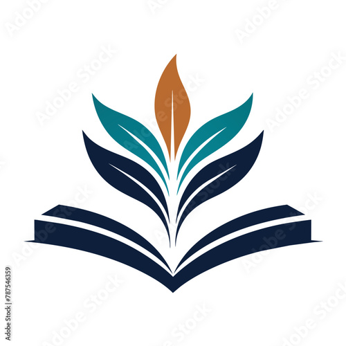 A leaf resting on top of a book  showcasing nature and reading combined  Design a sleek and sophisticated logo for a literary organization