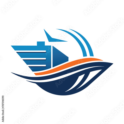 A boat equipped with a wind turbine on its top, harnessing wind energy for propulsion, Designing a sleek and modern logo for a shipping company