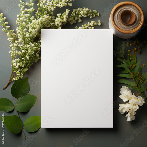 blank notebook on table, mockup
