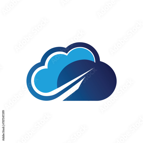 A plane flying through a white fluffy cloud in the sky, Develop a sleek and contemporary logo for a cloud computing brand