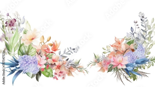 Vibrant watercolor illustration of beautiful flowers Generative AI