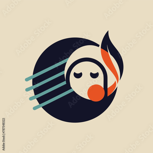 Logo design for a restaurant depicting a face with expressive features, Express the emotion of a melancholic melody through minimalist art
