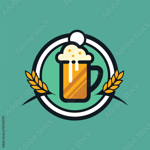 Beer Mug and Ears of Wheat, Generate a simple and stylish logo for a modern gastropub with a rotating selection of local beers