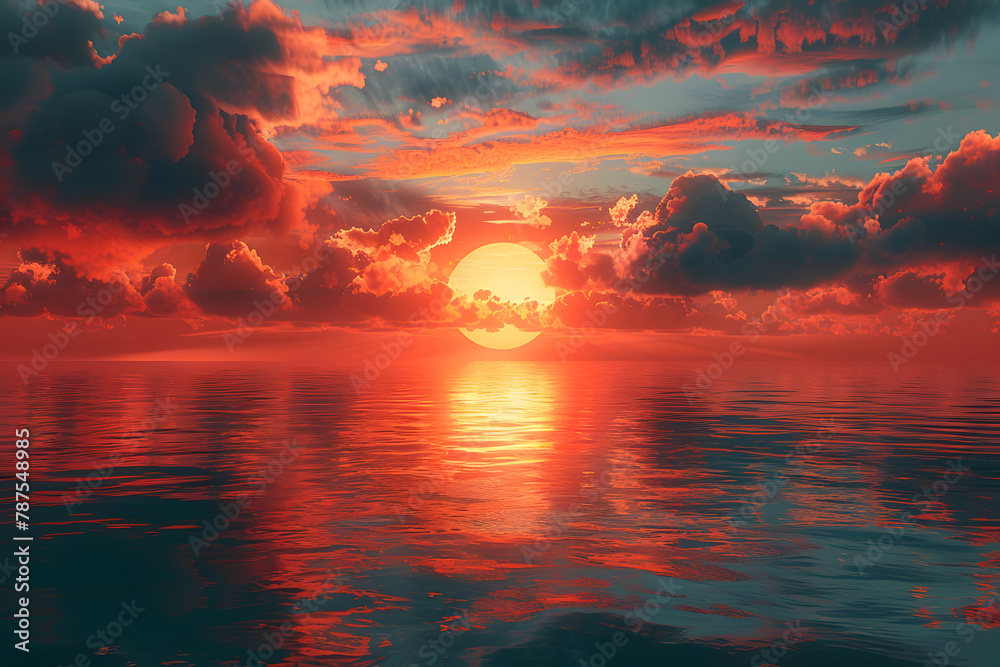 Serene Sunset with Psychic Waves: A Spiritual Moment of Relaxation