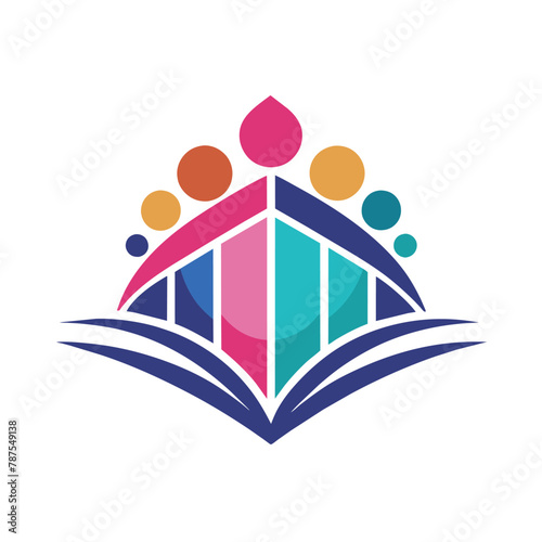 A minimalist graphic design featuring elements symbolizing a childrens book club, Graphic for a study group organization, minimalist simple modern vector logo design