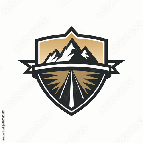 A logo featuring a mountain with a road passing through it, symbolizing travel and exploration, Incorporate subtle references to the team's history or location logo