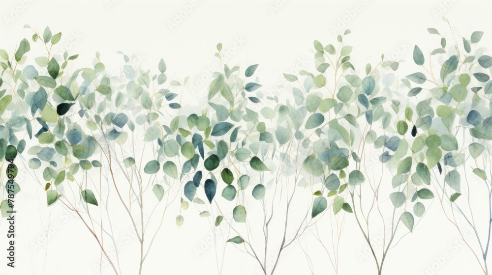 Obraz premium Watercolor floral - green leaf branches collection, for wedding stationary, greetings, wallpapers, fashion, background. Eucalyptus, olive, green leaves, etc.