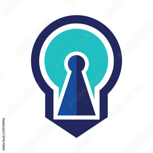 Blue and white logo featuring a keyhole in the center, symbolizing security and access control, Minimalist depiction of a keyhole or lock symbolizing privacy and protection