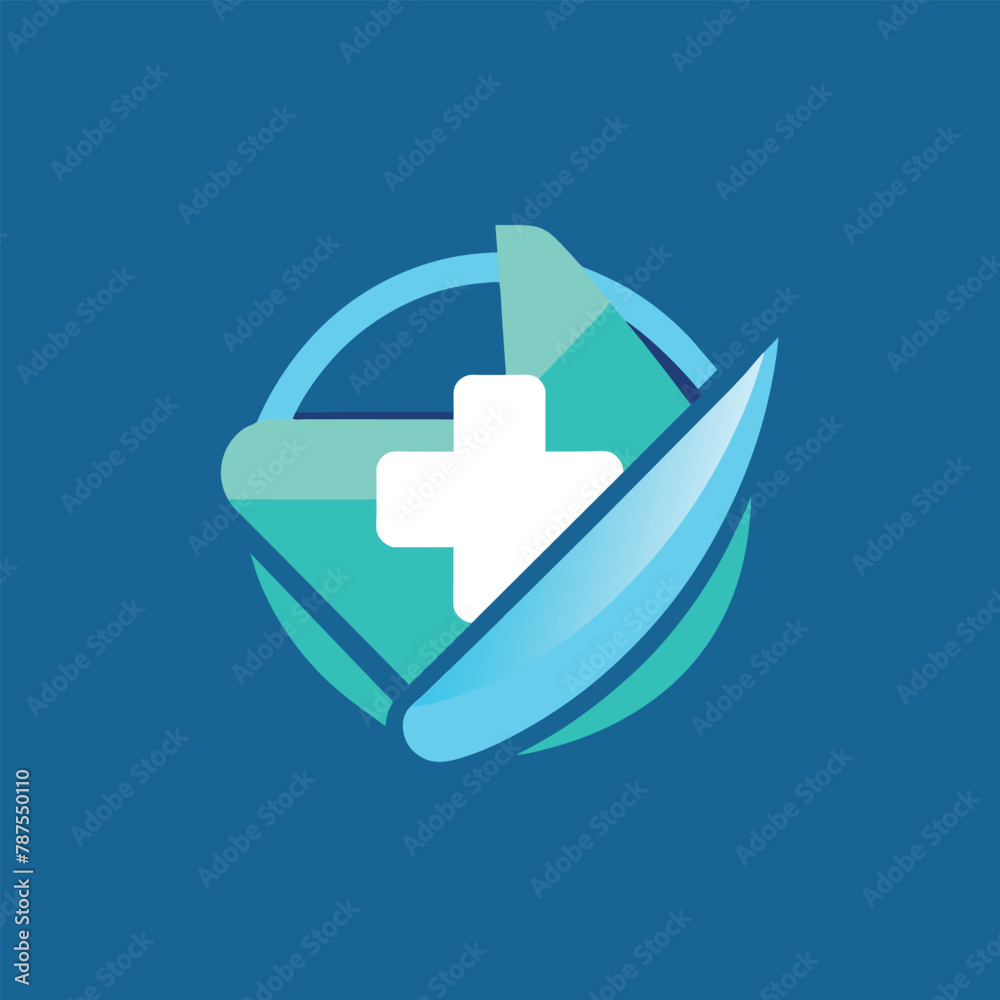 A minimalist logo featuring a blue and green color scheme with a prominent cross symbol, Minimalist Logo for Healthcare Applications Developer, minimalist simple modern vector logo design A minimalist logo featuring a blue and green color scheme with a prominent cross symbol, Minimalist Logo for Healthcare Applications Developer, minimalist simple modern vector logo design