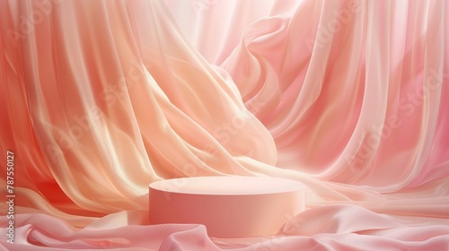 Soft silk caress in a 3D podium advertisement