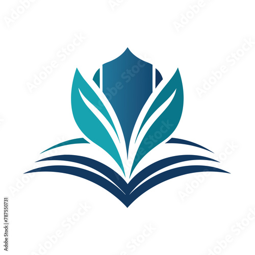 A leaf resting on top of a book, Produce a simple and elegant design for a publishing house
