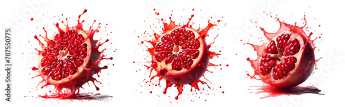 Pomegranate with splash isolated png photo