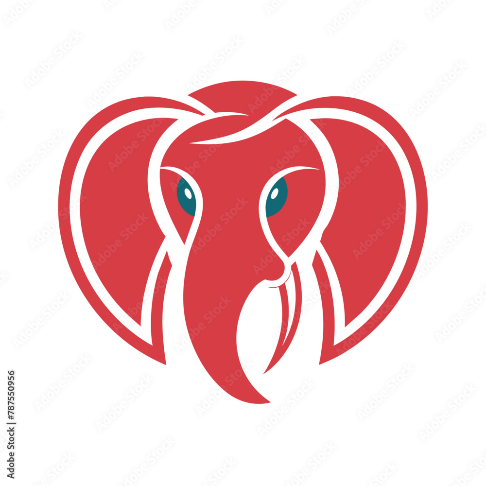 Naklejka premium An elephants head with piercing blue eyes against a white background, Simple elephant logo design with modern concept