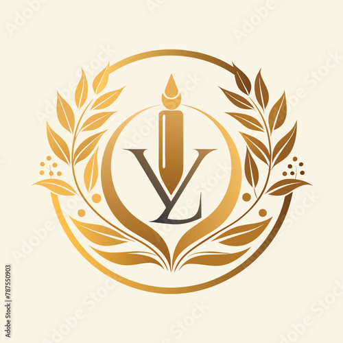 A golden logo featuring a pencil placed in the center, conveying a sense of sophistication and creativity, Serene and sophisticated design for a luxury cosmetics brand